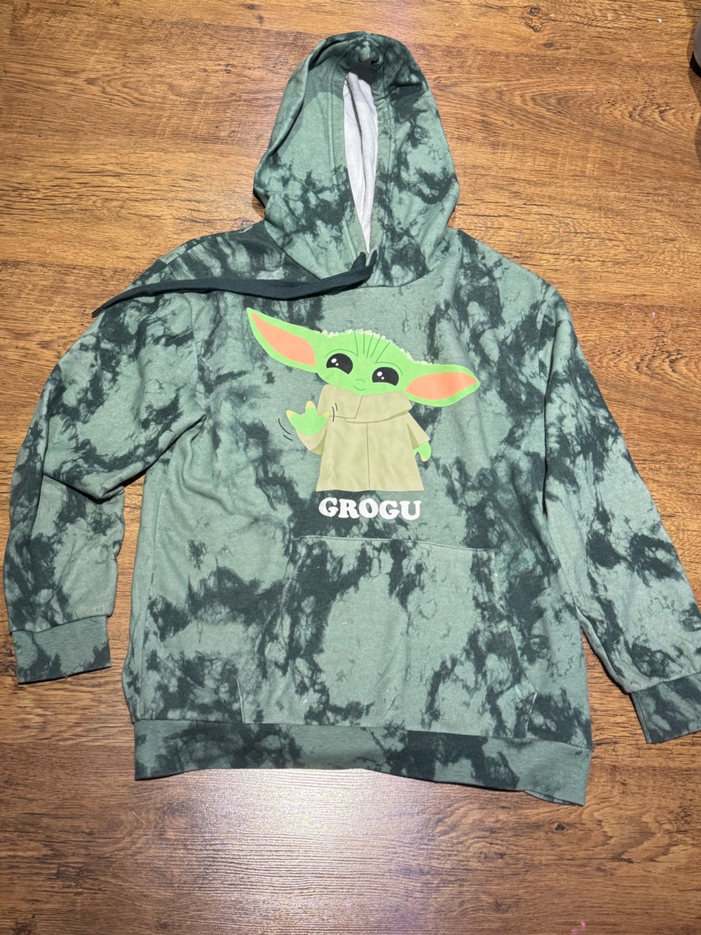Unisex “Grogu” Tie-Dye Green Pullover Hoodie